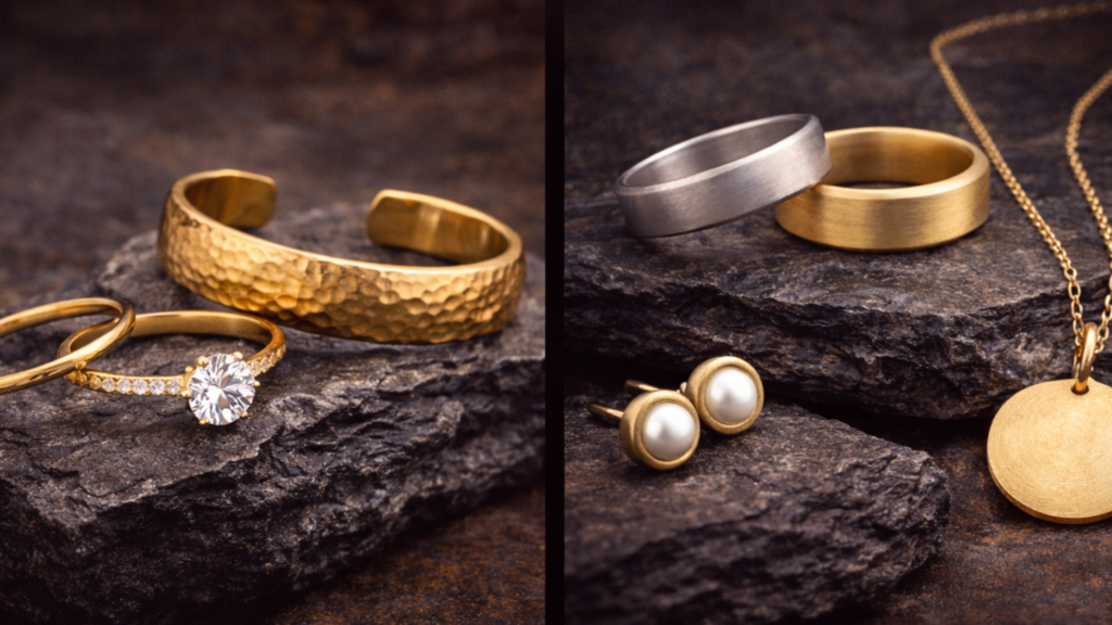 Jewelry design trends with textured and matte metal finishes